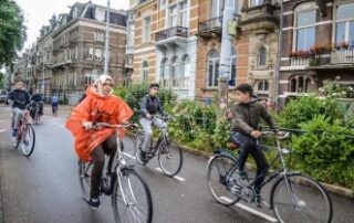 eruopean kids riding bikes in a group